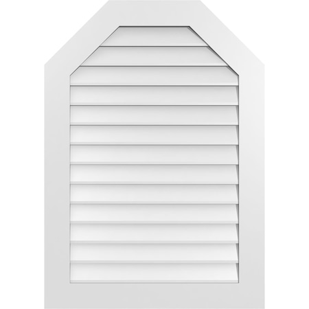Ekena Millwork Octagonal Top Surface Mount PVC Gable Vent w/ 3-1/2"W x 1"P Standard Frame, 30"W x 42"H GVPOT30X4201SN